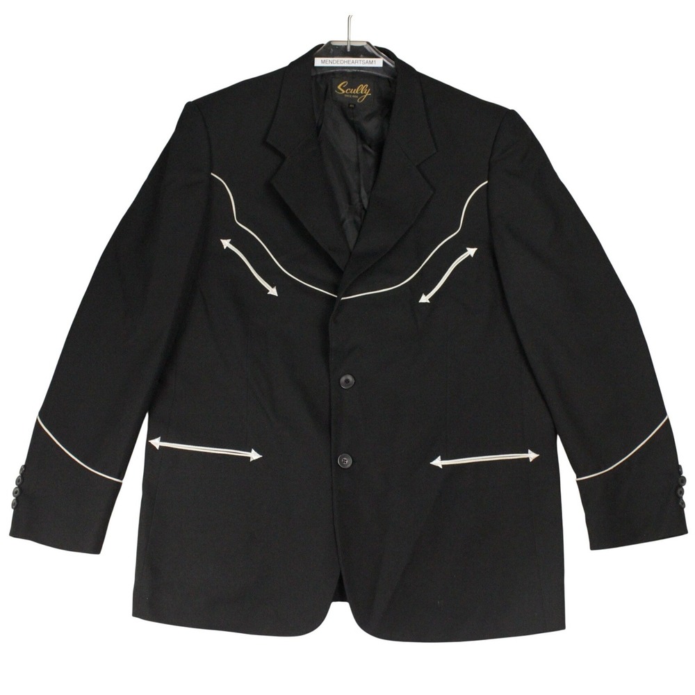 Scully Western Blazer Jacket Black White Piped Rockabilly Mens 44